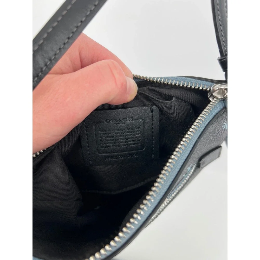 Coach Rowan File Bag Signature Canvas Snowflake Print Black Blue CF285 Crossbody